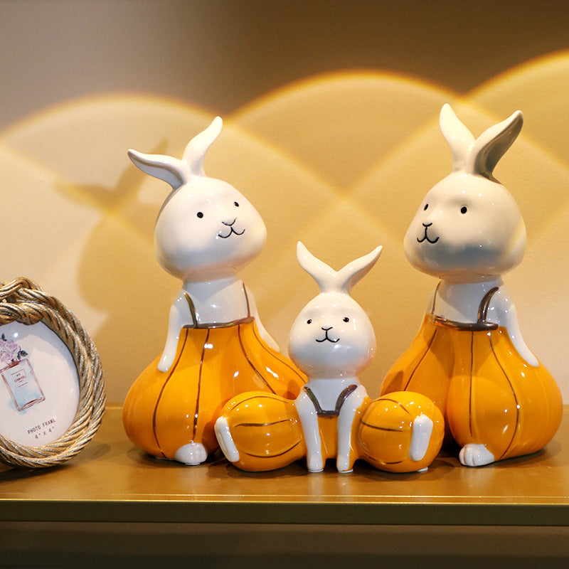 Autumn Rabbit Family Figurines