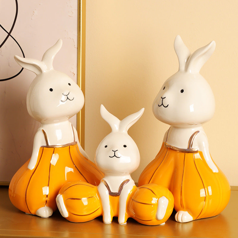 Autumn Rabbit Family Figurines