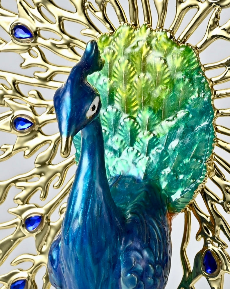 Crystal Base Peacock Figurine