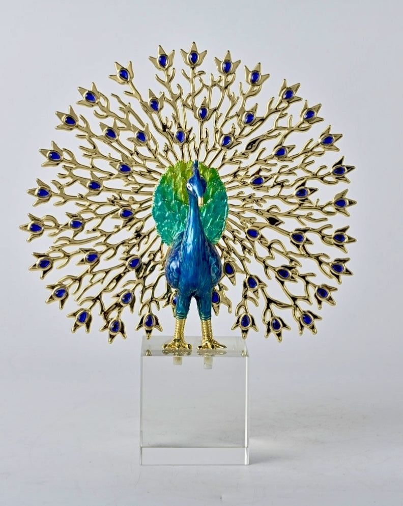 Crystal Base Peacock Figurine