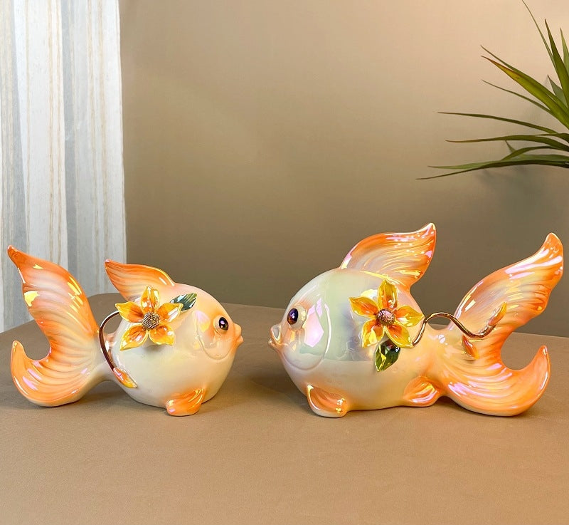 Blossom Swirl – Ceramic Fish Pair