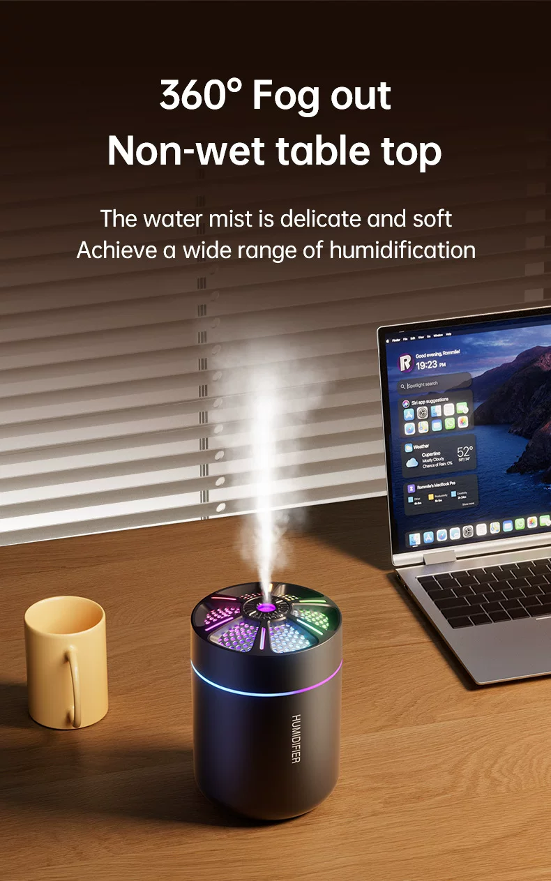 Cannon Humidifier: Portable Mist with Urban Glow