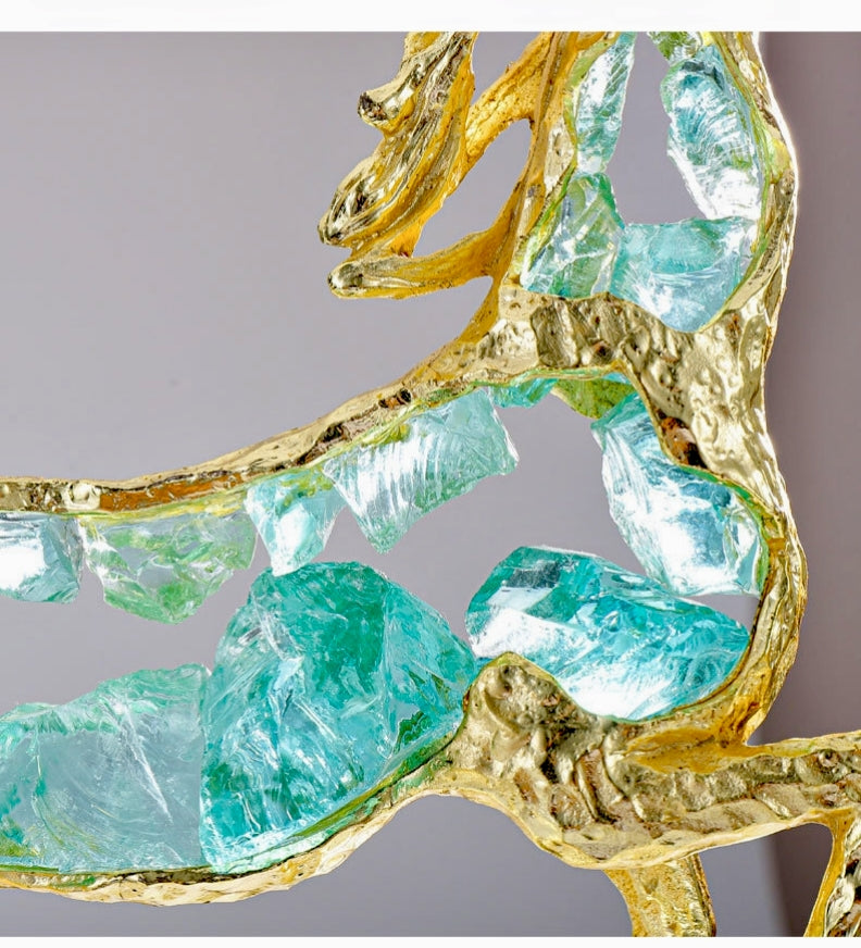 Rearing Horse Sculpture with Crystal Inlay