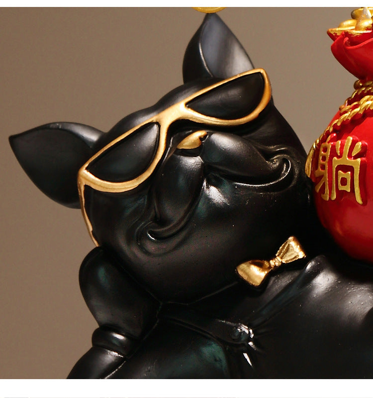 Golden Swagger – Wealth Dog & Prosperity Tree Figurine