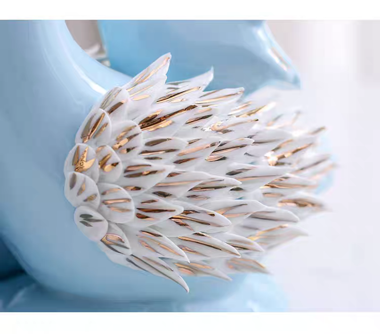 Grace in Motion – Ceramic Swan Family Sculpture