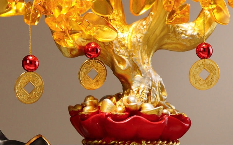 Golden Swagger – Wealth Dog & Prosperity Tree Figurine