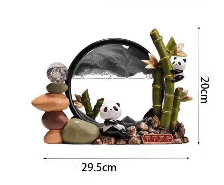 🐼 Mountain Whispers: Panda Harmony Sculpture with Evolving Sand Art