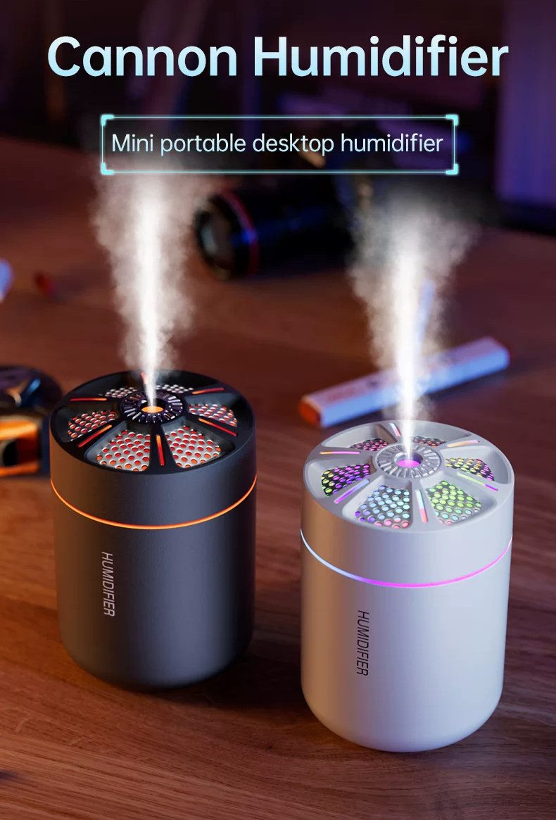 Cannon Humidifier: Portable Mist with Urban Glow