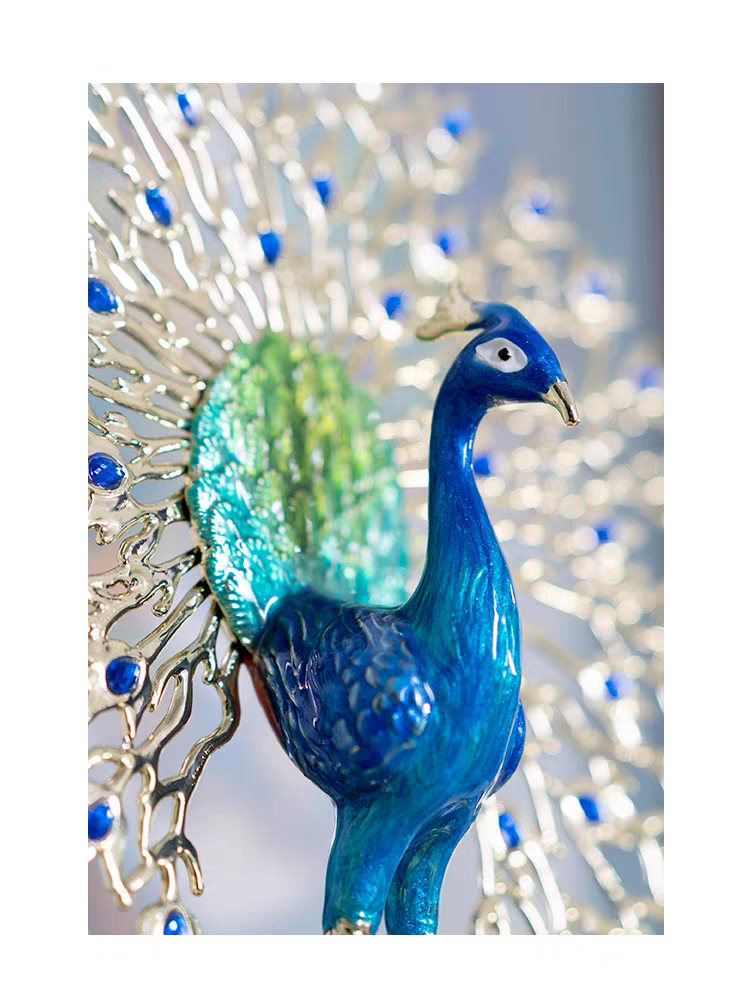 Crystal Base Peacock Figurine